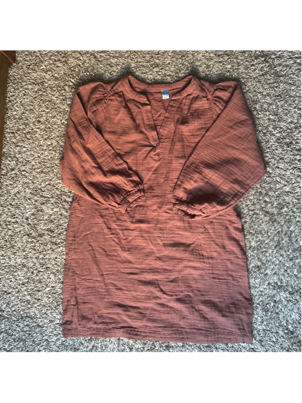 Women's Old Navy Brown Cotton Long Sleeve Shift Dress Size M